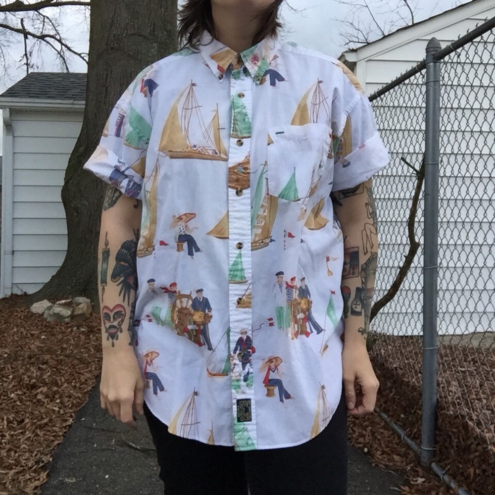 Vintage Tommy Hilfiger Navy Surplus Button Up